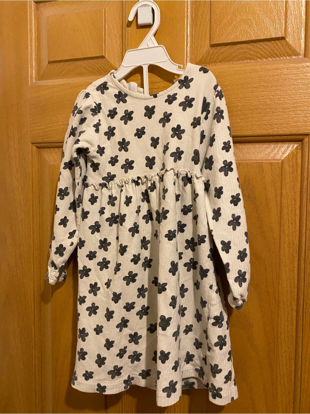 Zara Cream Knit Dress with Black Floral Print